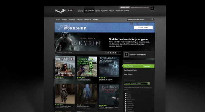 how to download and install skyrim mods from steam workshop